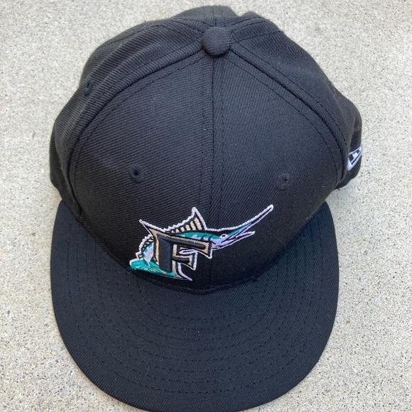 Men's New Era 59Fifty Florida Marlines Fitted Cap 7 MLB Baseball VTG Logo East - Picture 2 of 11